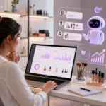 AI skincare consultant on cosmetics store website with personalized product recommendations