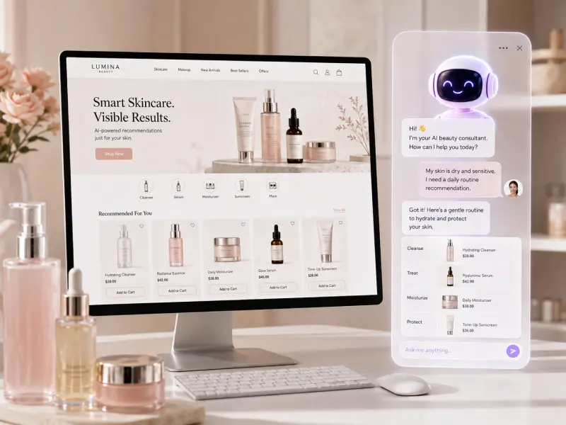 AI assistant chatbot for online beauty store with skincare product selection