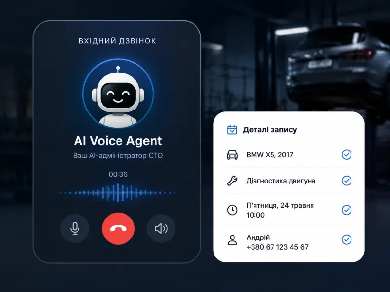 AI Voice Agent answering customer calls for auto service with automated repair appointment booking